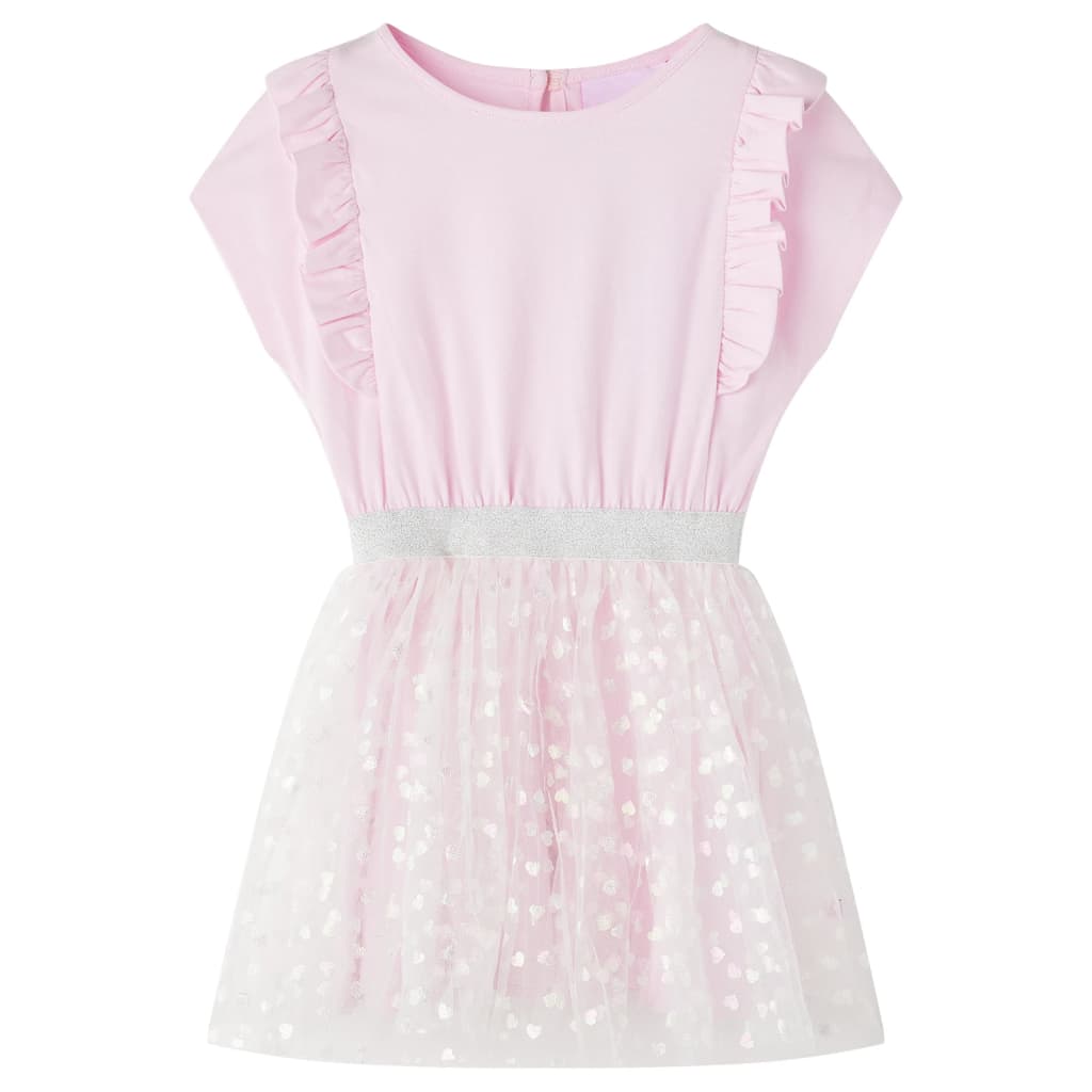 Vestido infantil volantes rosa claro 128