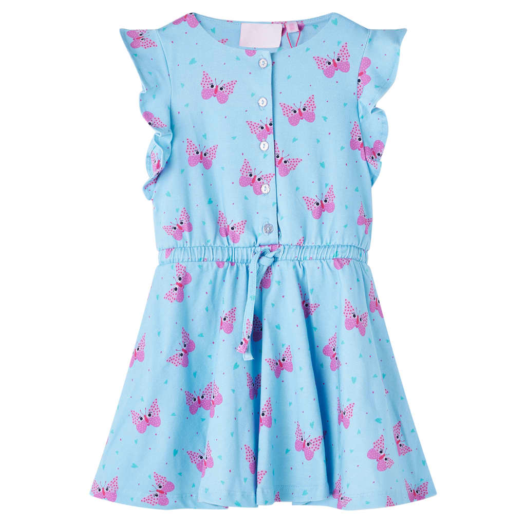 Vestido infantil sin mangas con botones azul 128