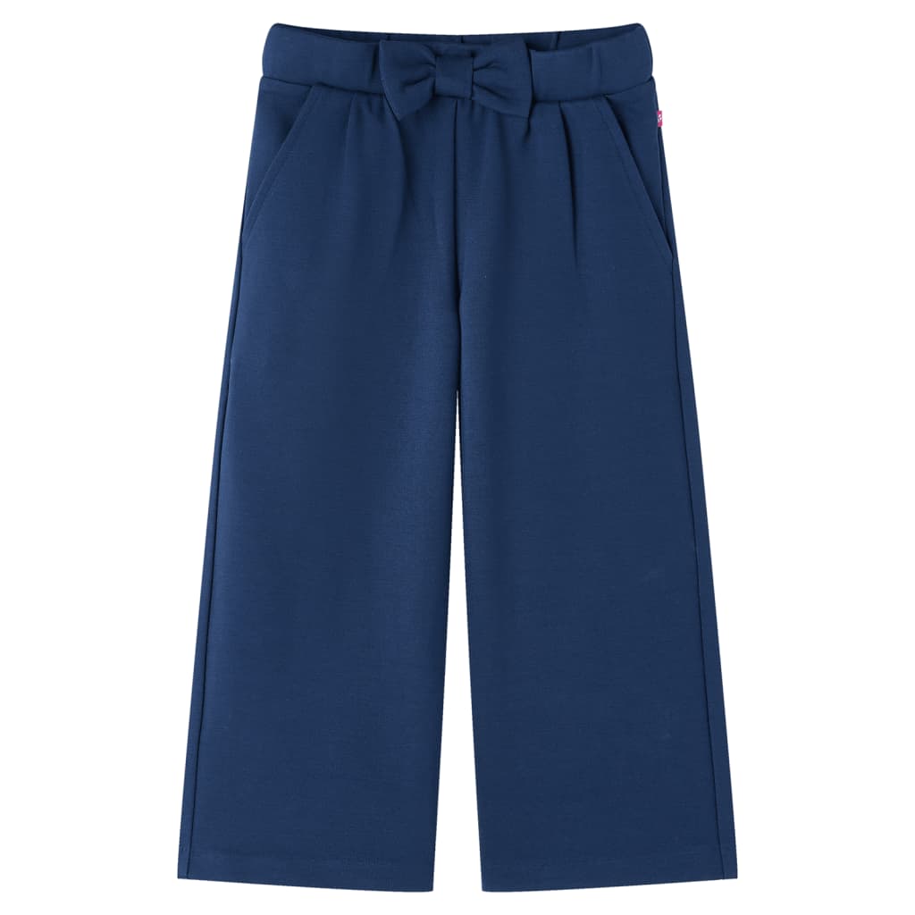 Pantalón infantil con perneras anchas azul marino 128