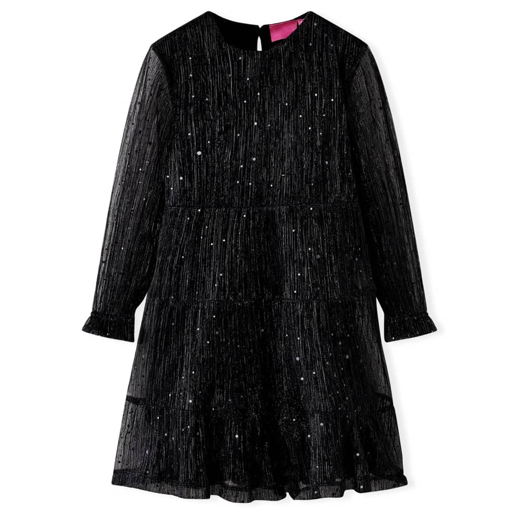 Vestido infantil de manga larga negro 128