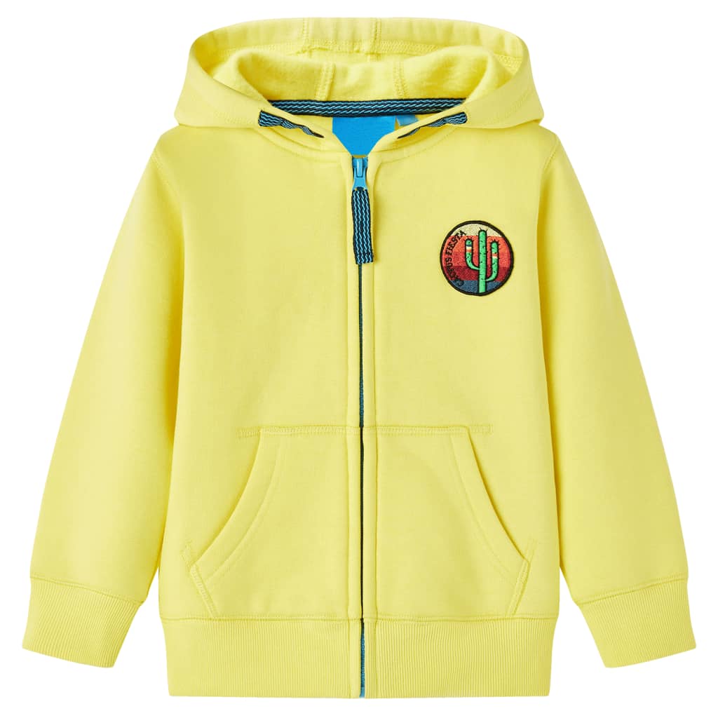 Sudadera infantil con capucha y cremallera amarillo claro 92