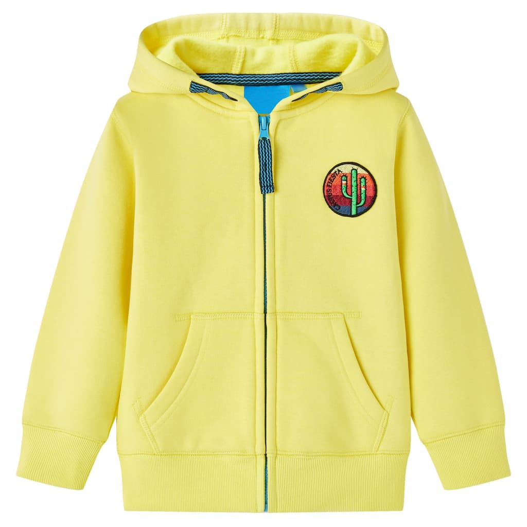 Sudadera infantil con capucha y cremallera amarillo claro 128