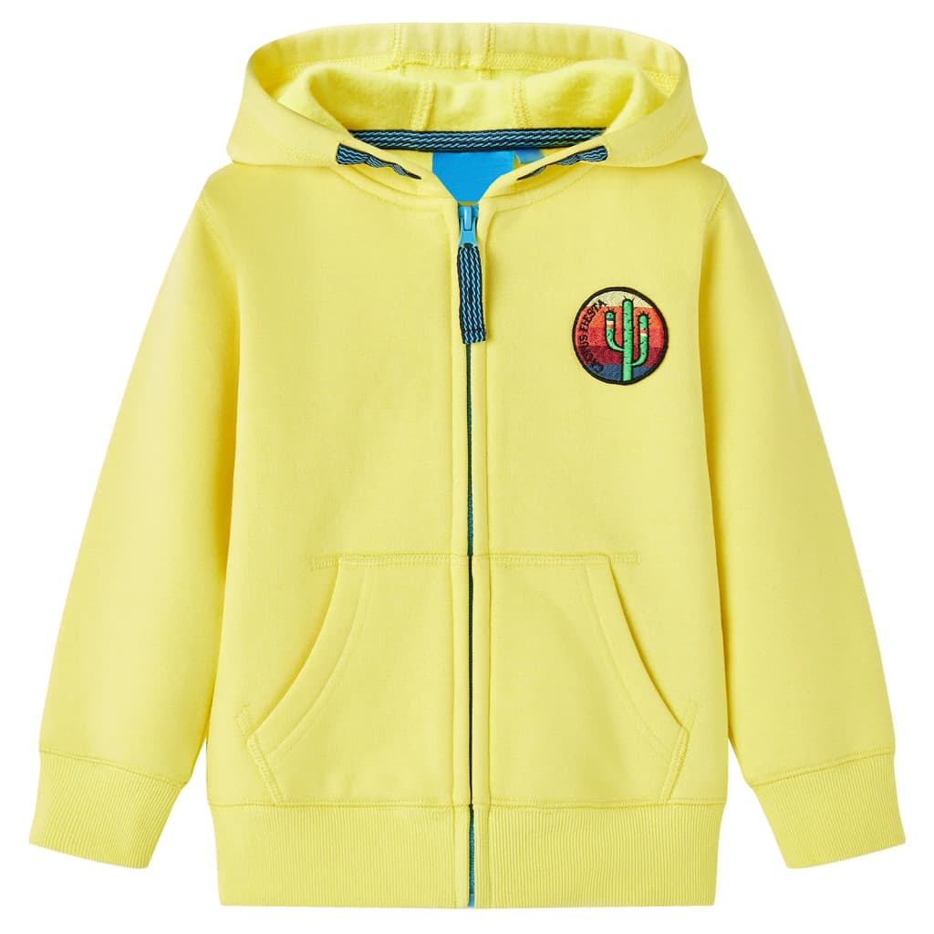 Sudadera infantil con capucha y cremallera amarillo claro 140