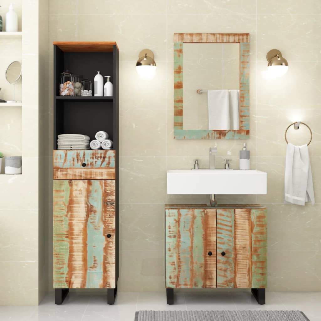 Conjunto de muebles de baño 3 piezas madera maciza reciclada v3983 Vetonek