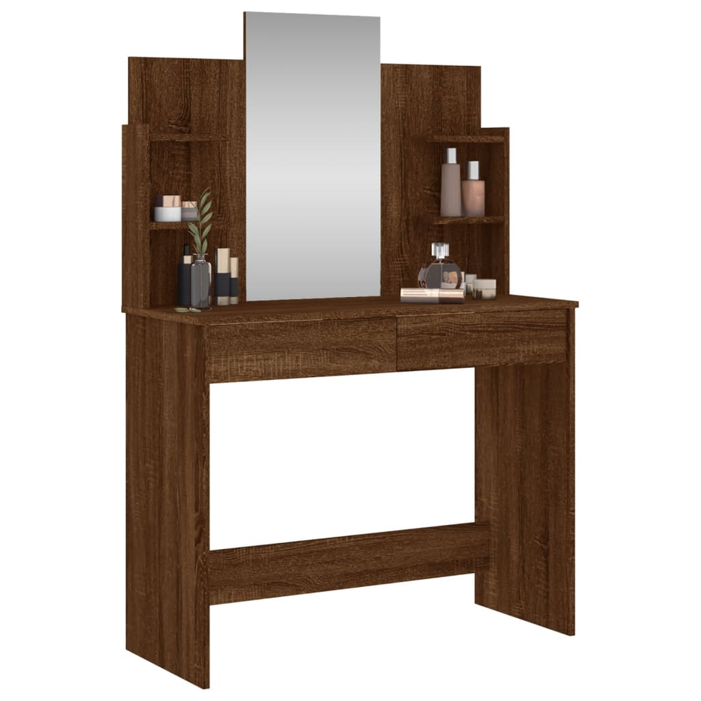 Dresser with brown mirror oak 96x39x142 cm