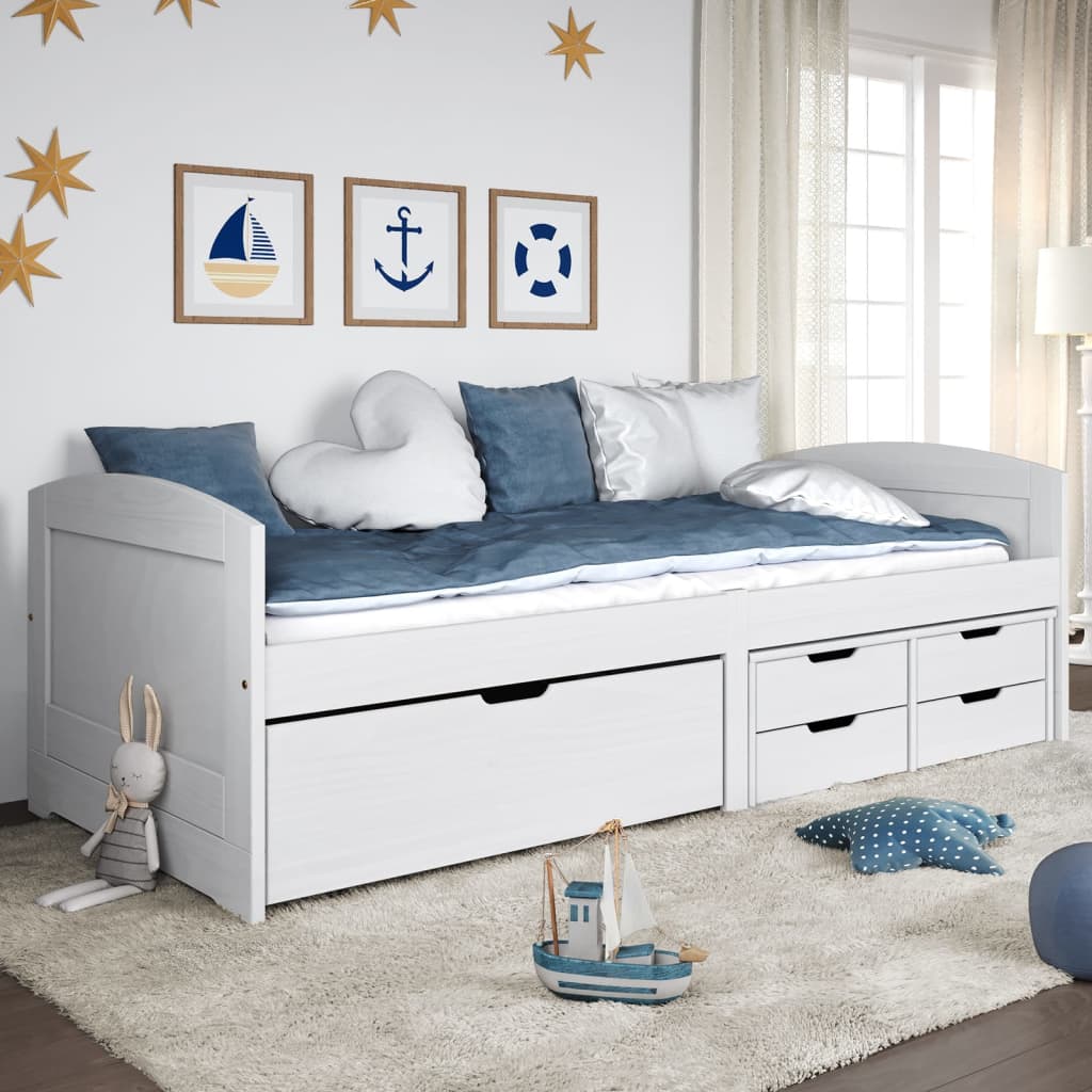 Vetonek Sofá cama con 5 cajones madera maciza pino blanca IRUN 90x200cm