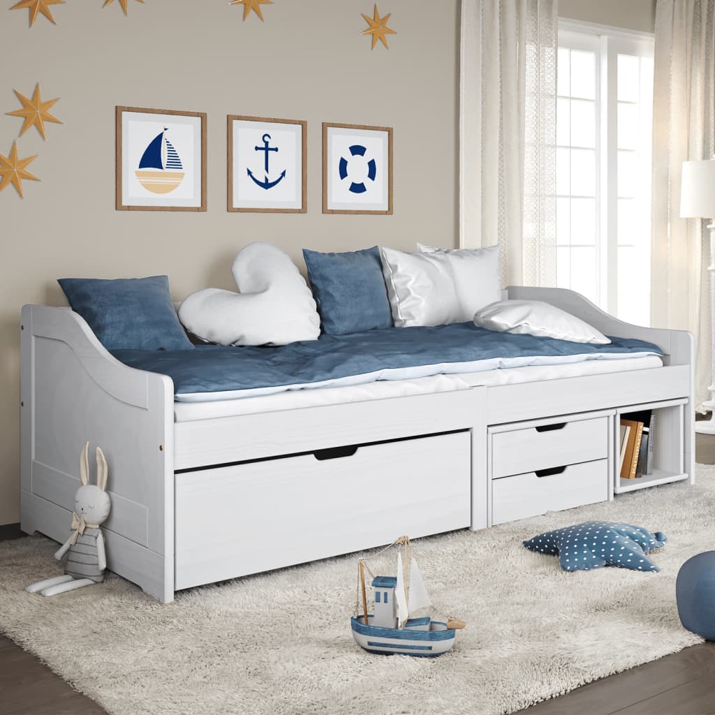 Vetonek Sofá cama con 3 cajones madera maciza pino blanca IRUN 90x200cm