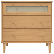 Cómoda SENJA aspecto ratán madera maciza pino marrón 80x40x80cm - Vetonek