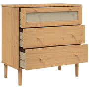 Cómoda SENJA aspecto ratán madera maciza pino marrón 80x40x80cm - Vetonek
