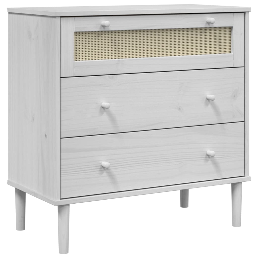 Vetonek Cómoda SENJA aspecto ratán madera maciza pino blanco 80x40x80cm