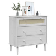 Cómoda senja aspecto ratán madera maciza pino blanco 80x40x80cm v4393 - Vetonek