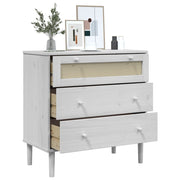 Cómoda senja aspecto ratán madera maciza pino blanco 80x40x80cm v4393 - Vetonek