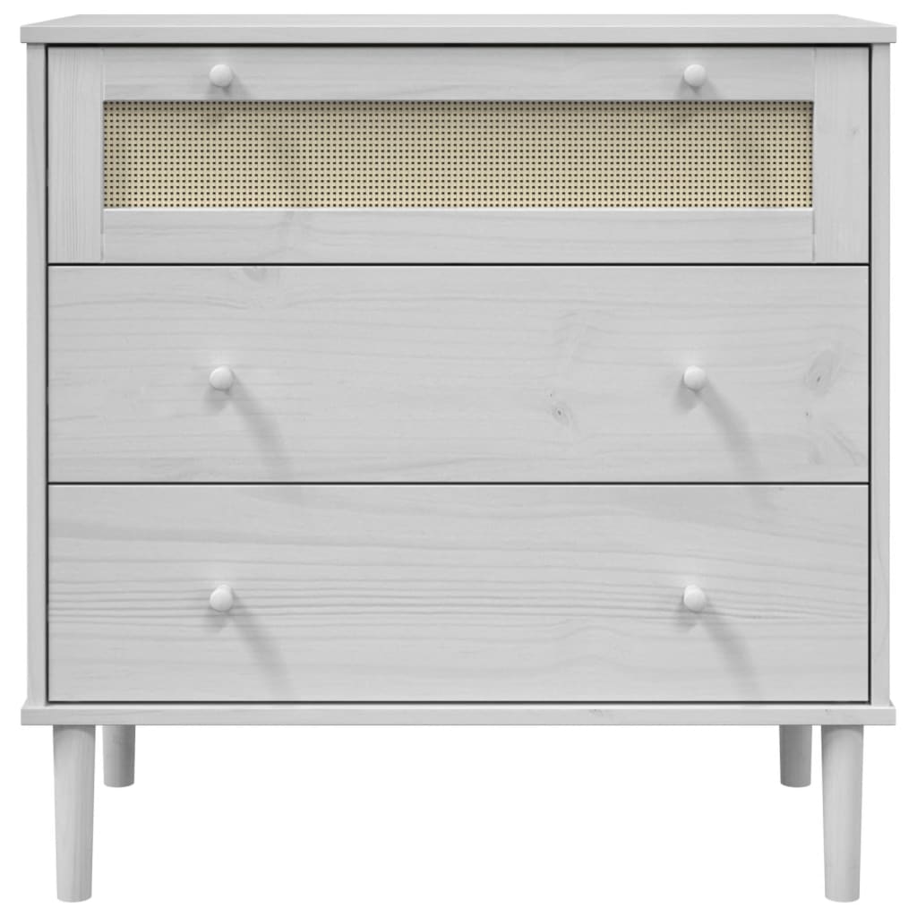 Cómoda senja aspecto ratán madera maciza pino blanco 80x40x80cm v4393 - Vetonek