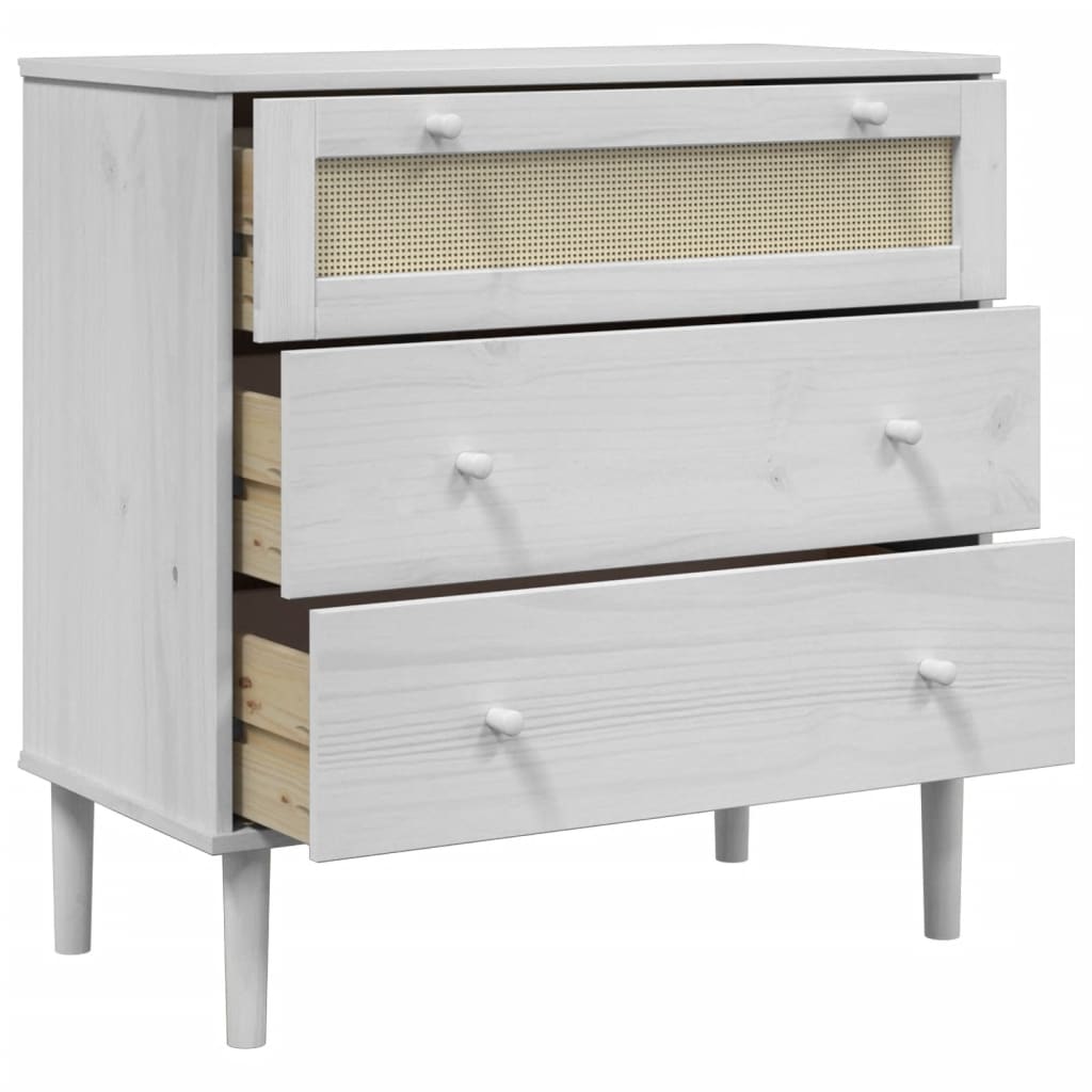 Cómoda senja aspecto ratán madera maciza pino blanco 80x40x80cm v4393 - Vetonek