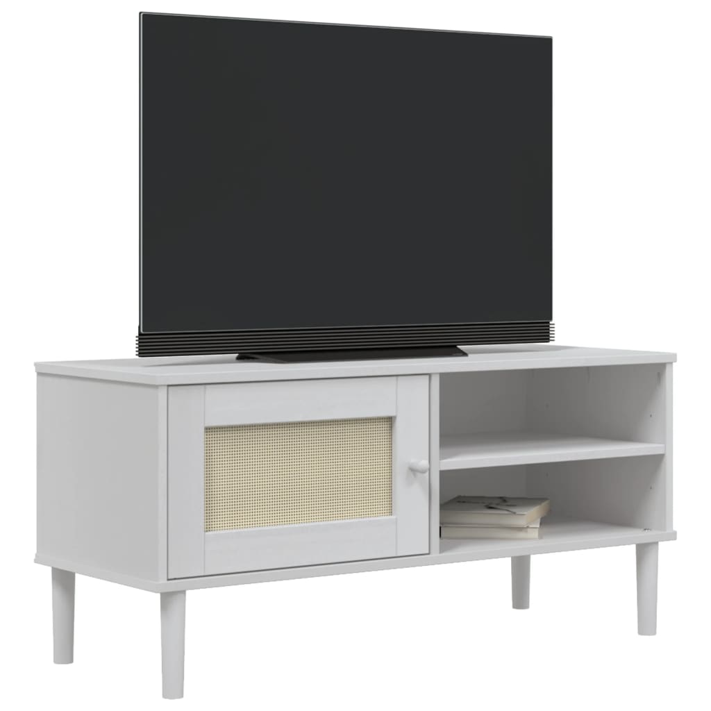 Meubles de télévision Senja Ratán Madera Pine blanche 106x40x49cm