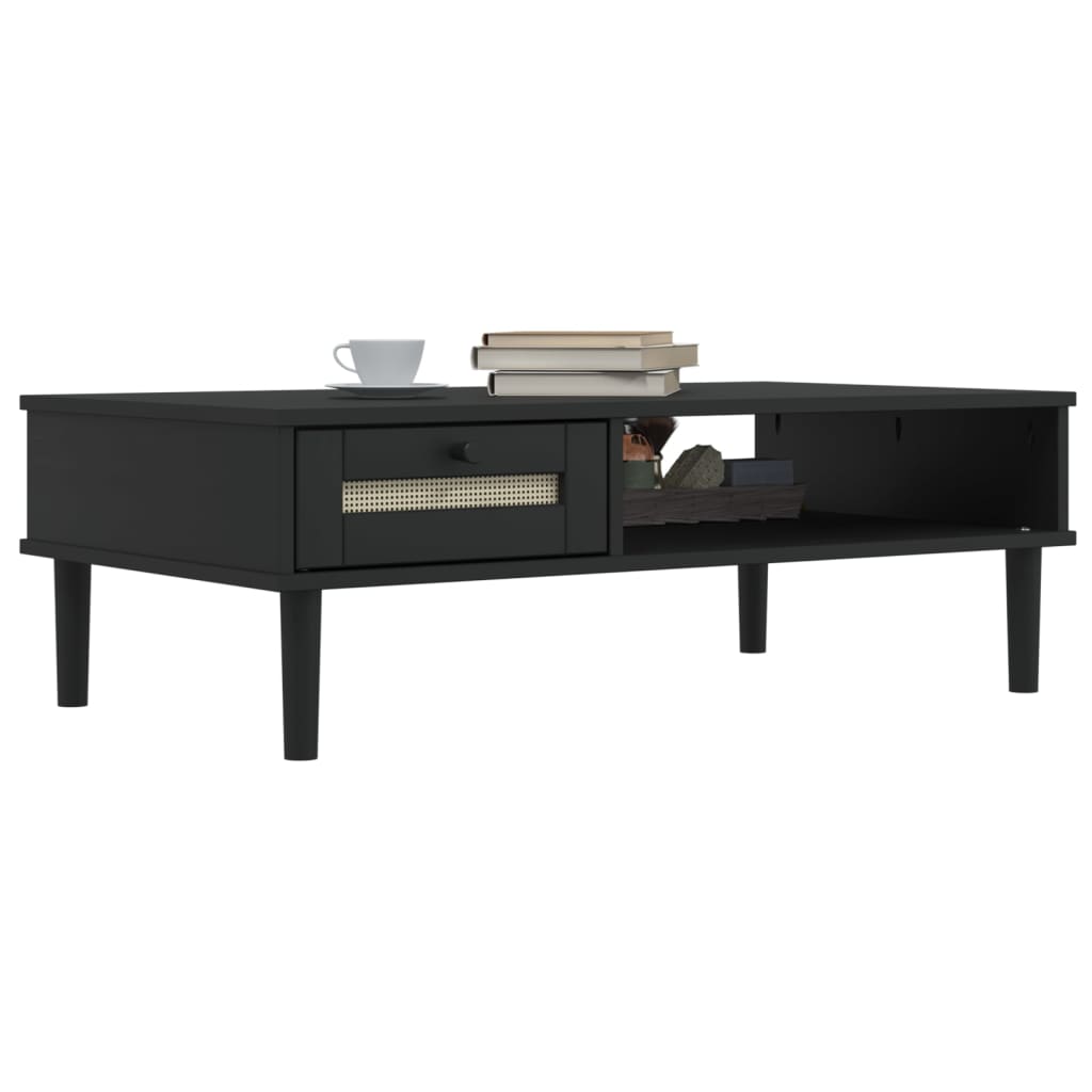 SENJA CENTER TABLE RATAN BLACK WOOD 100x55x33 cm