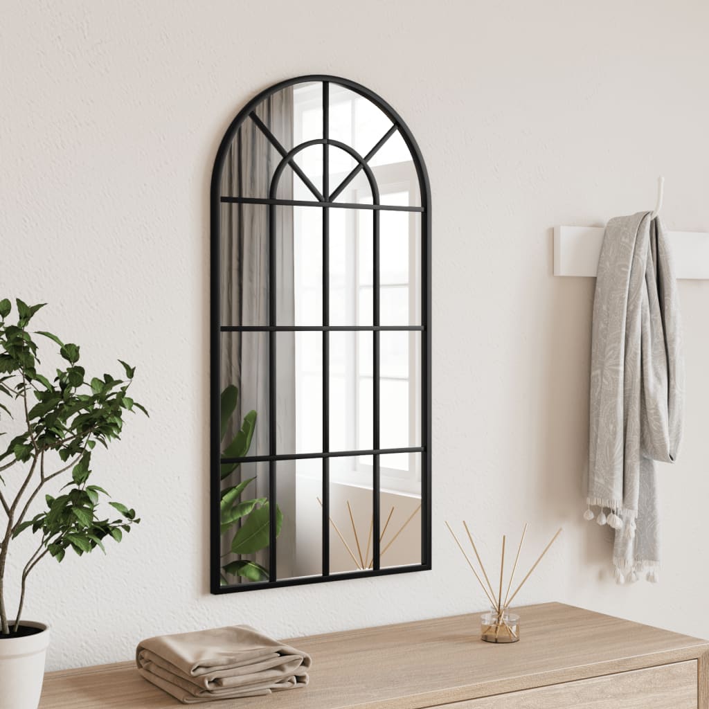 Vetonek Espejo de pared arco de hierro negro 40x80 cm