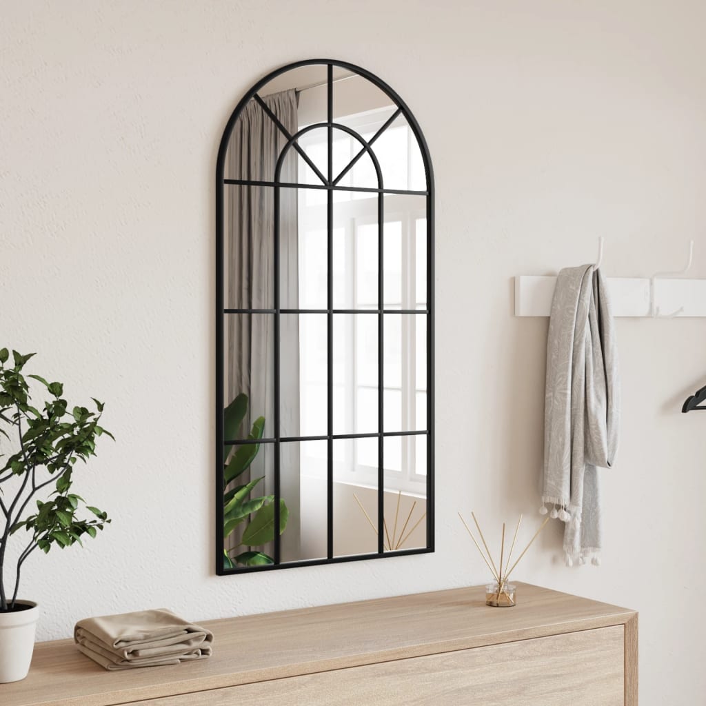 Vetonek Espejo de pared arco de hierro negro 50x100 cm