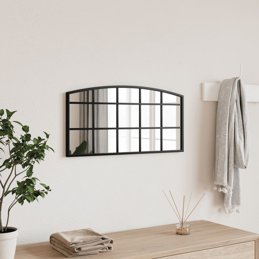 Vetonek Espejo de pared arco de hierro negro 60x30 cm