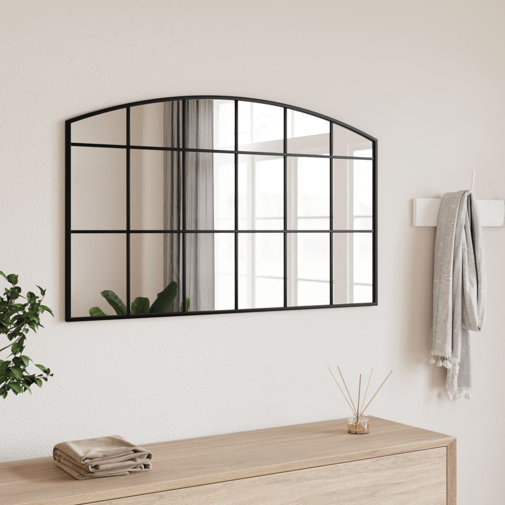 Vetonek Espejo de pared arco de hierro negro 100x60 cm