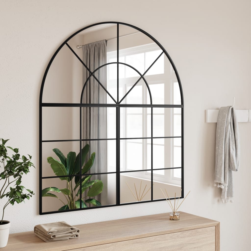 Vetonek Espejo de pared arco de hierro negro 100x50 cm