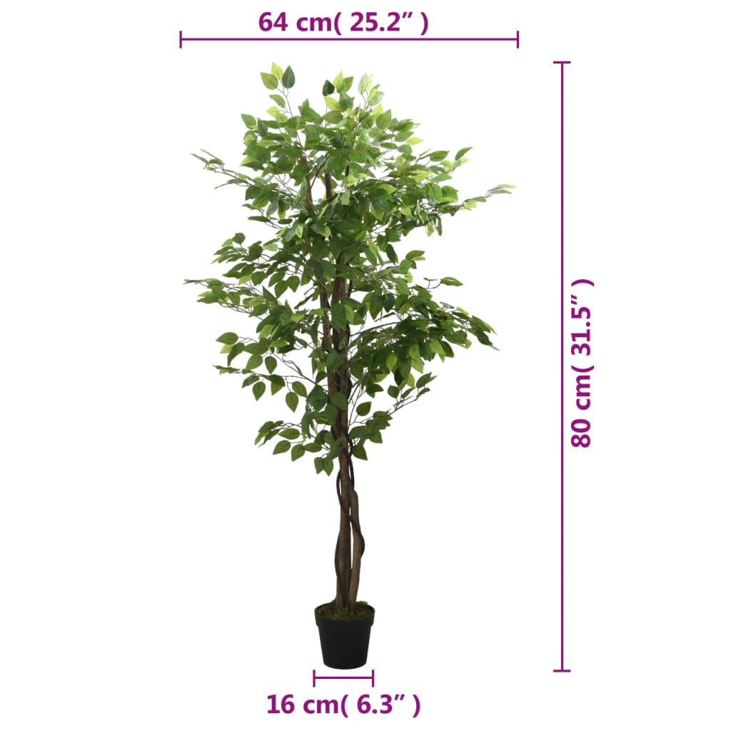 Artificial ficus with 378 green leaves 80 cm