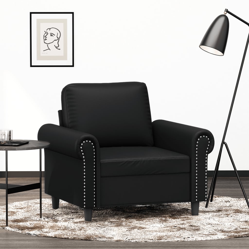 Vetonek Sillón cuero sintético negro 60 cm