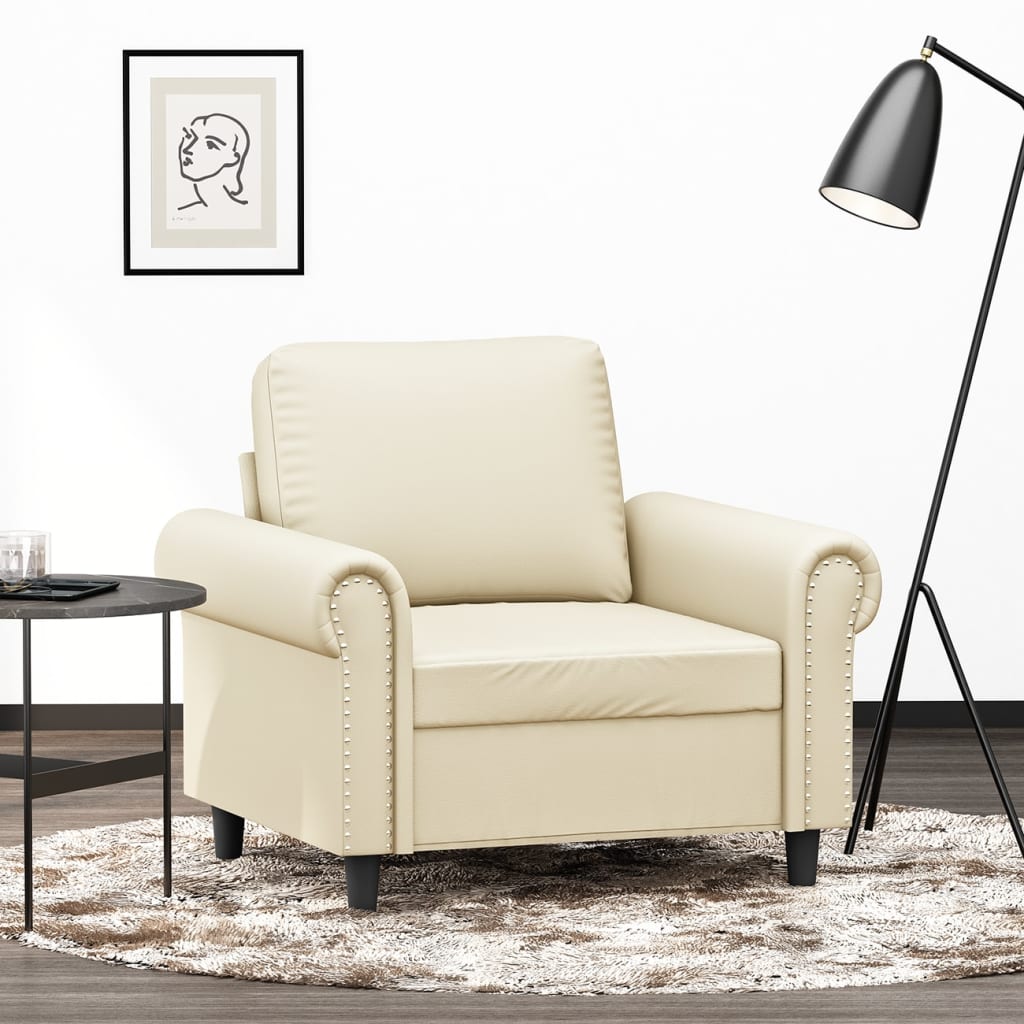 Vetonek Sillón cuero sintético crema 60 cm