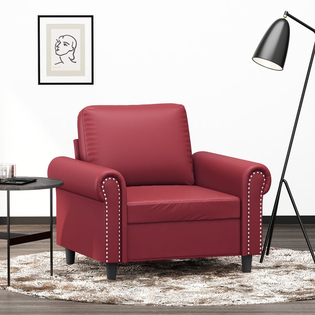 Vetonek Sillón cuero sintético rojo tinto 60 cm