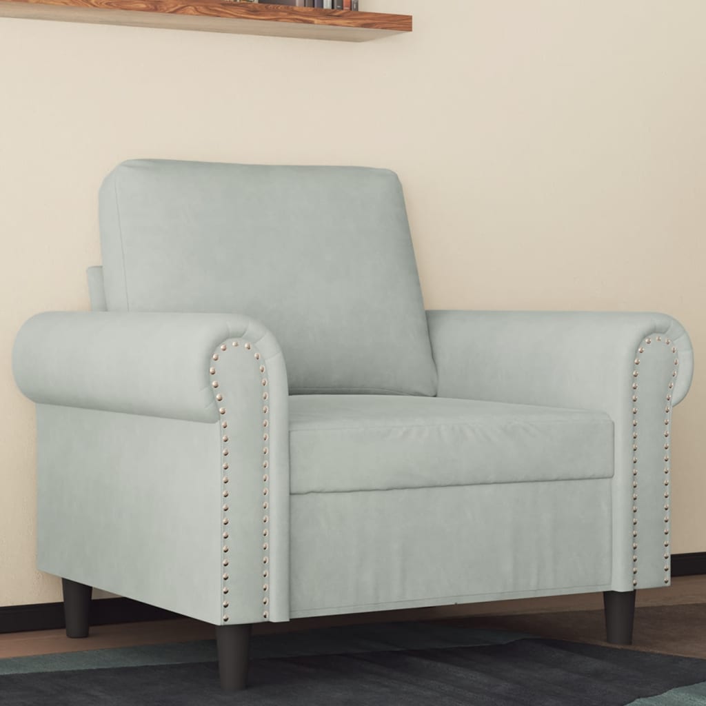 Vetonek Sillón de terciopelo gris claro 60 cm