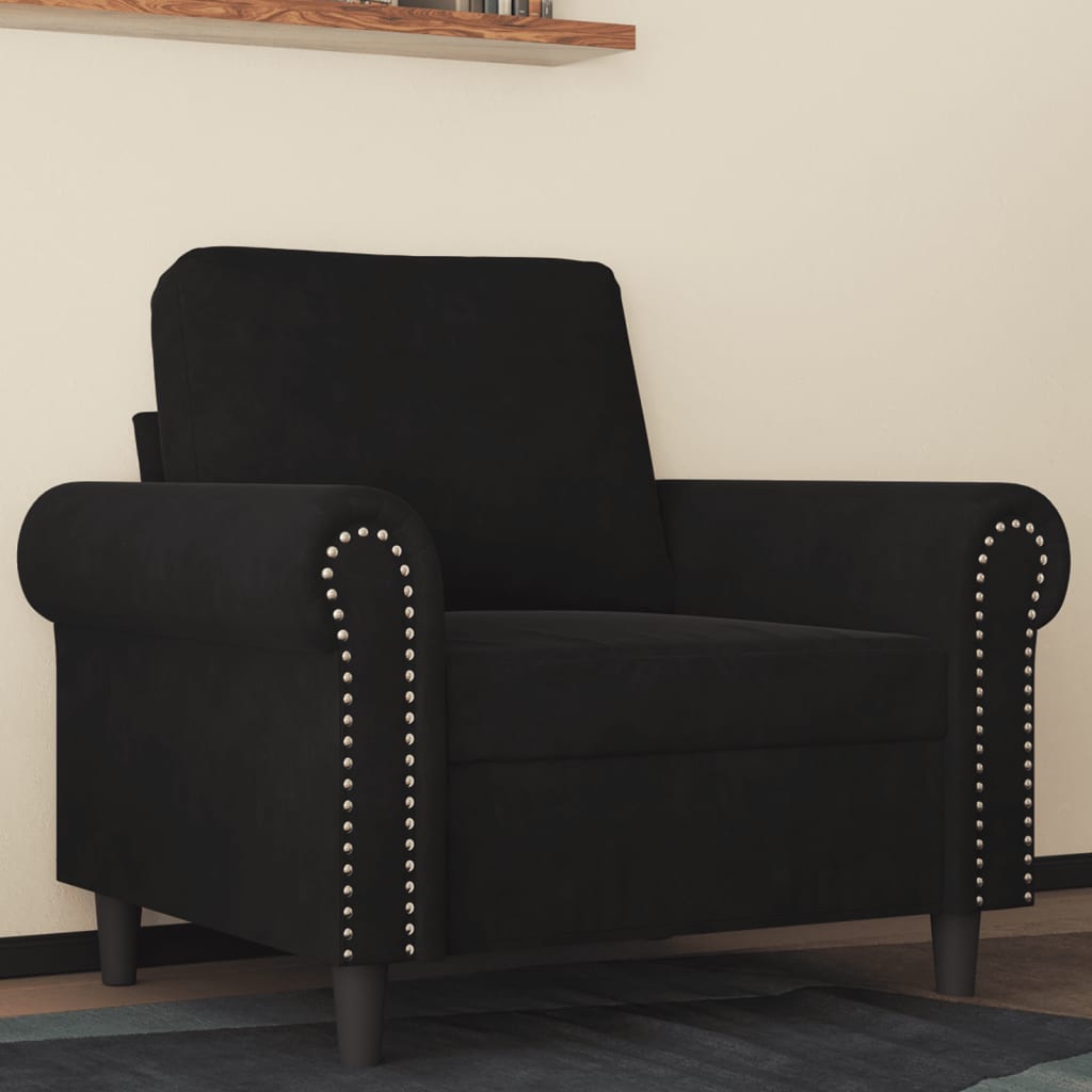 Vetonek Sillón de terciopelo negro 60 cm