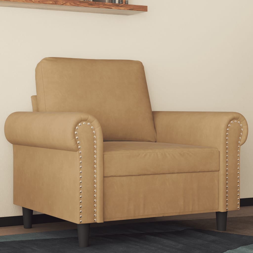 Vetonek Sillón de terciopelo marrón 60 cm