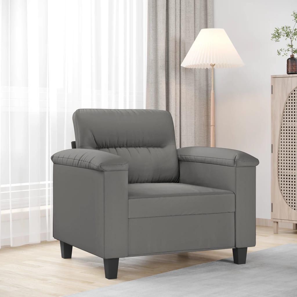 Vetonek Sillón de tela microfibra gris oscuro 60 cm