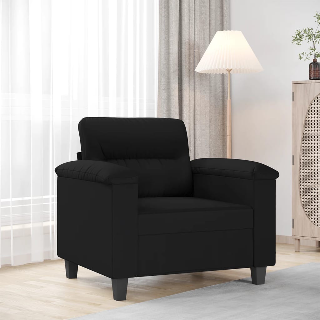 Vetonek Sillón de tela de microfibra negro 60 cm