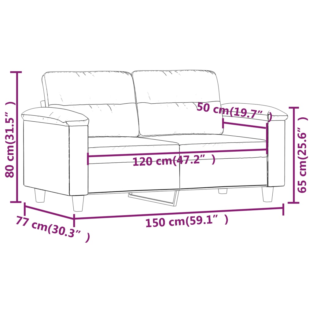 2 -seerer Mikrofasertuchsofa 120 cm