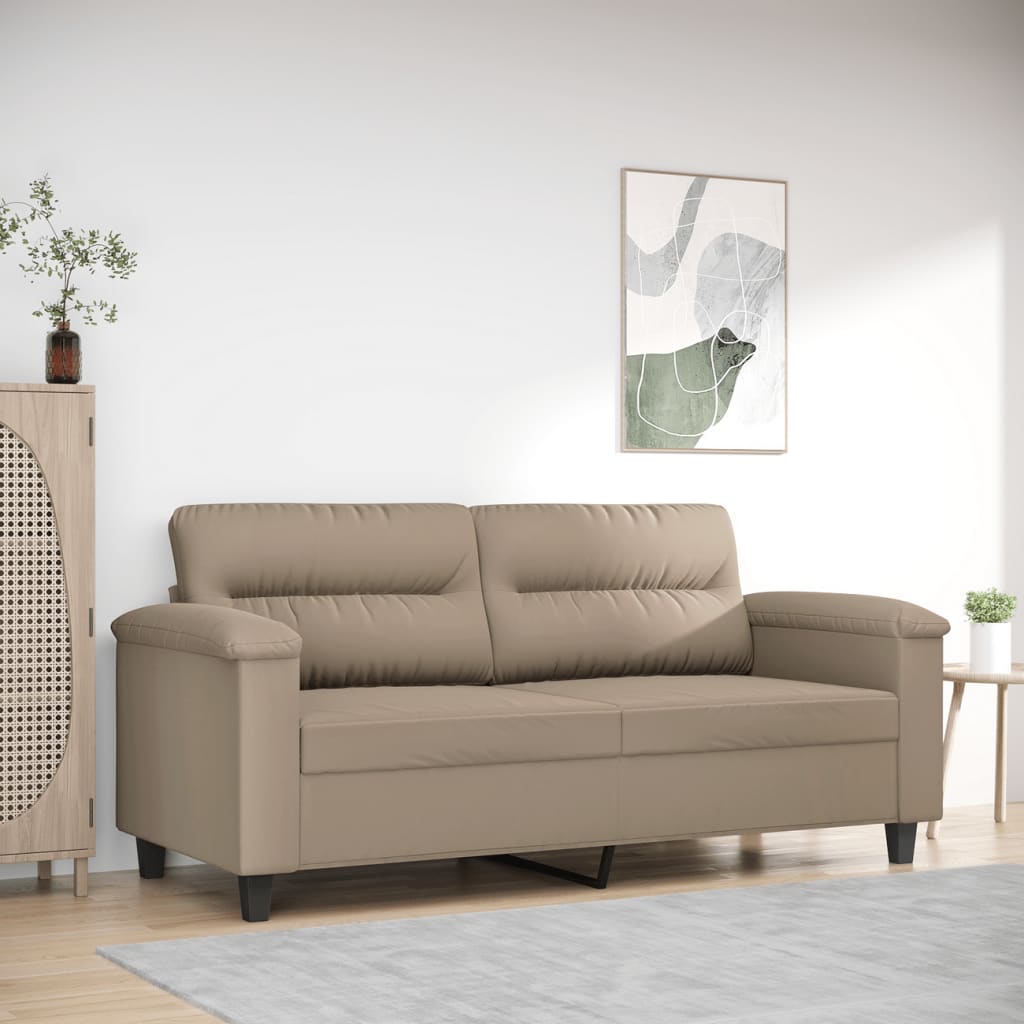 Vetonek Sofá de 2 plazas de tela microfibra gris taupe 140 cm