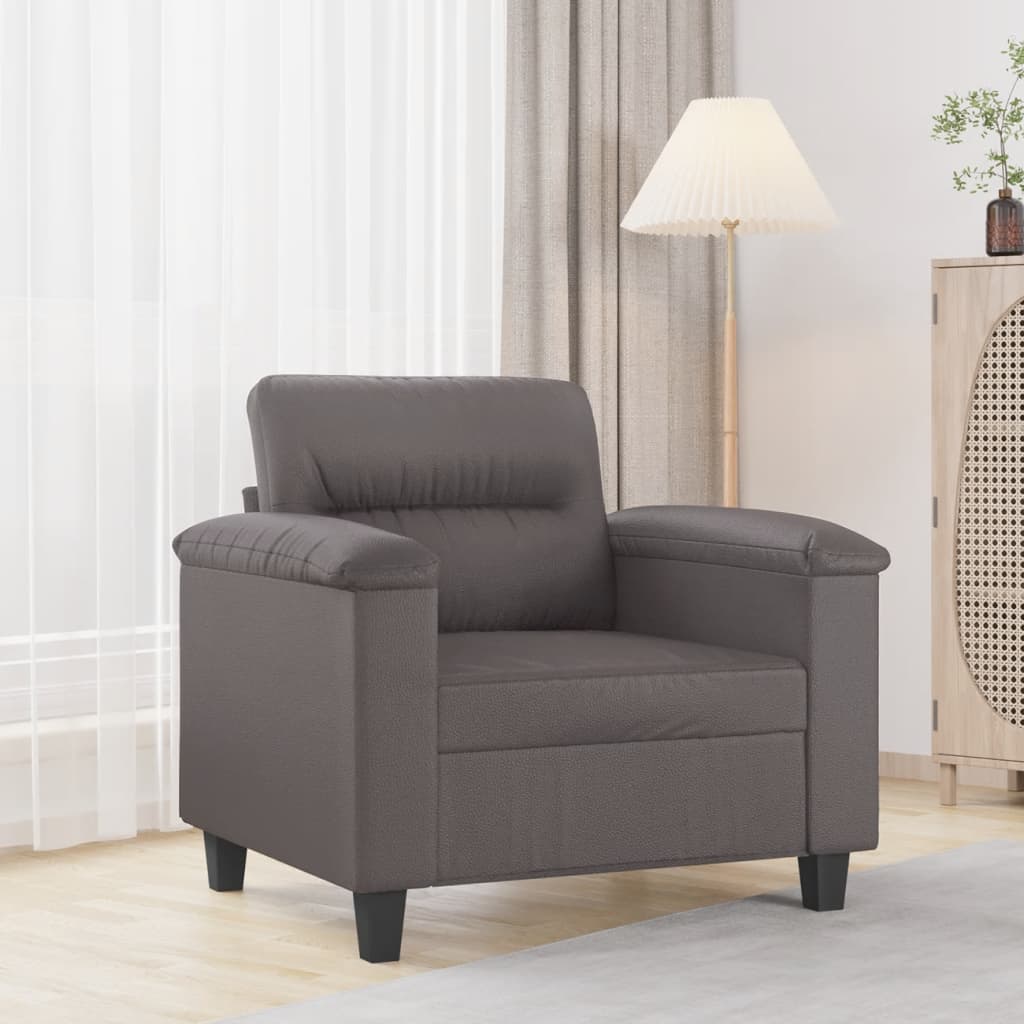 Vetonek Sillón cuero sintético gris 60 cm