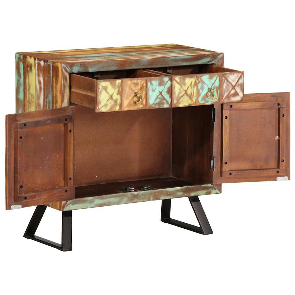 Vetonek Cómoda de madera maciza reciclada multicolor 70x35x70 cm