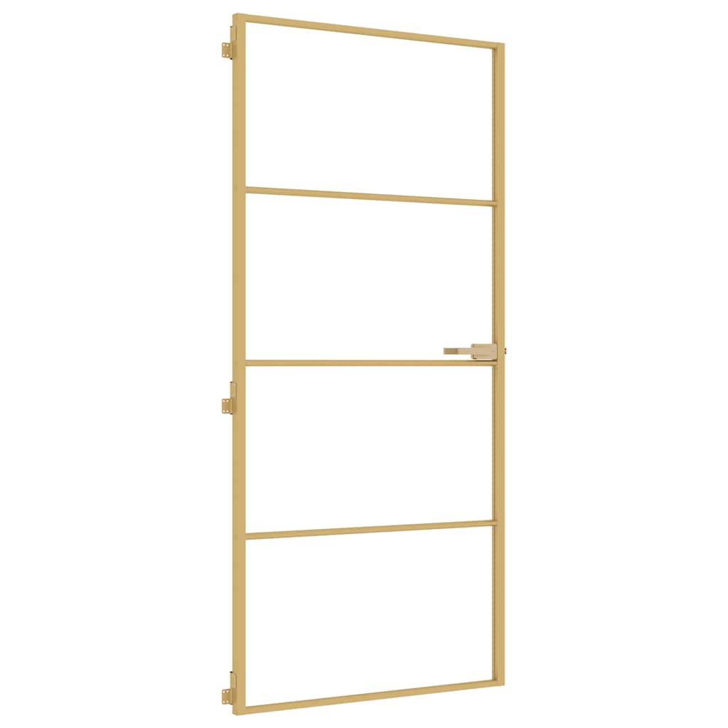 Puerta Interior Dorada Vidrio Templado y Aluminio 93x201,5cm