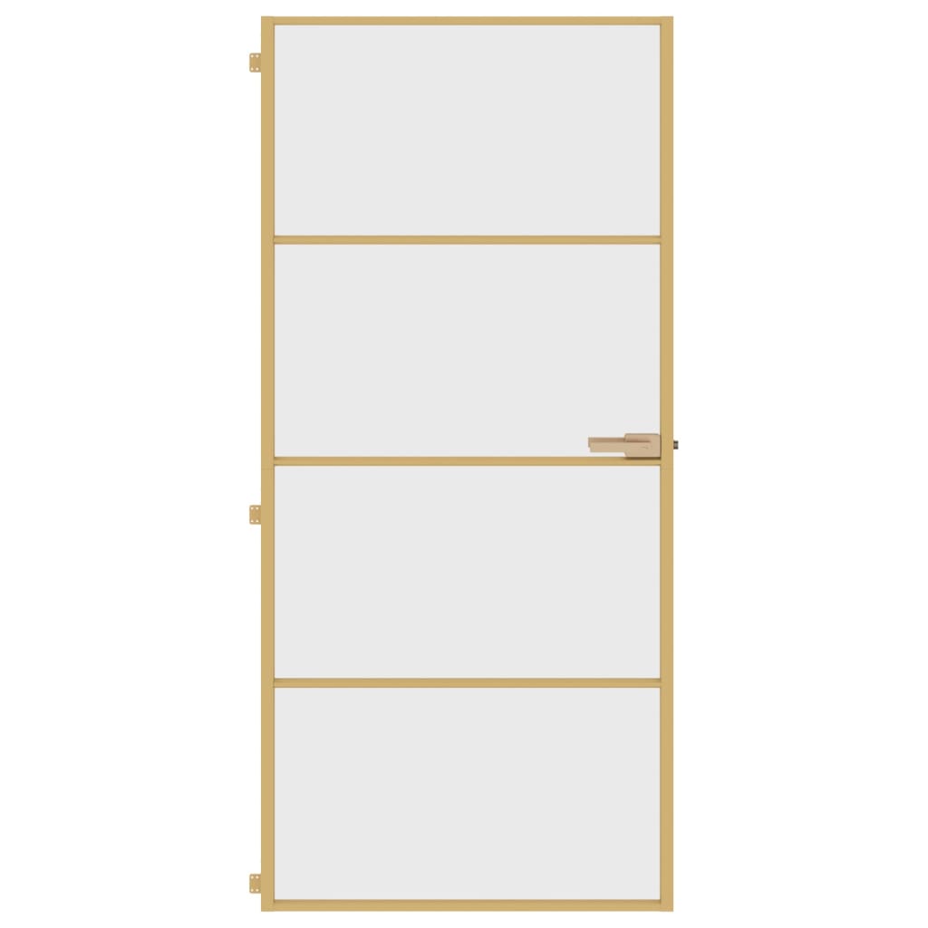 Puerta de interior dorada vidrio templado y aluminio 93x201,5cm - Vetonek