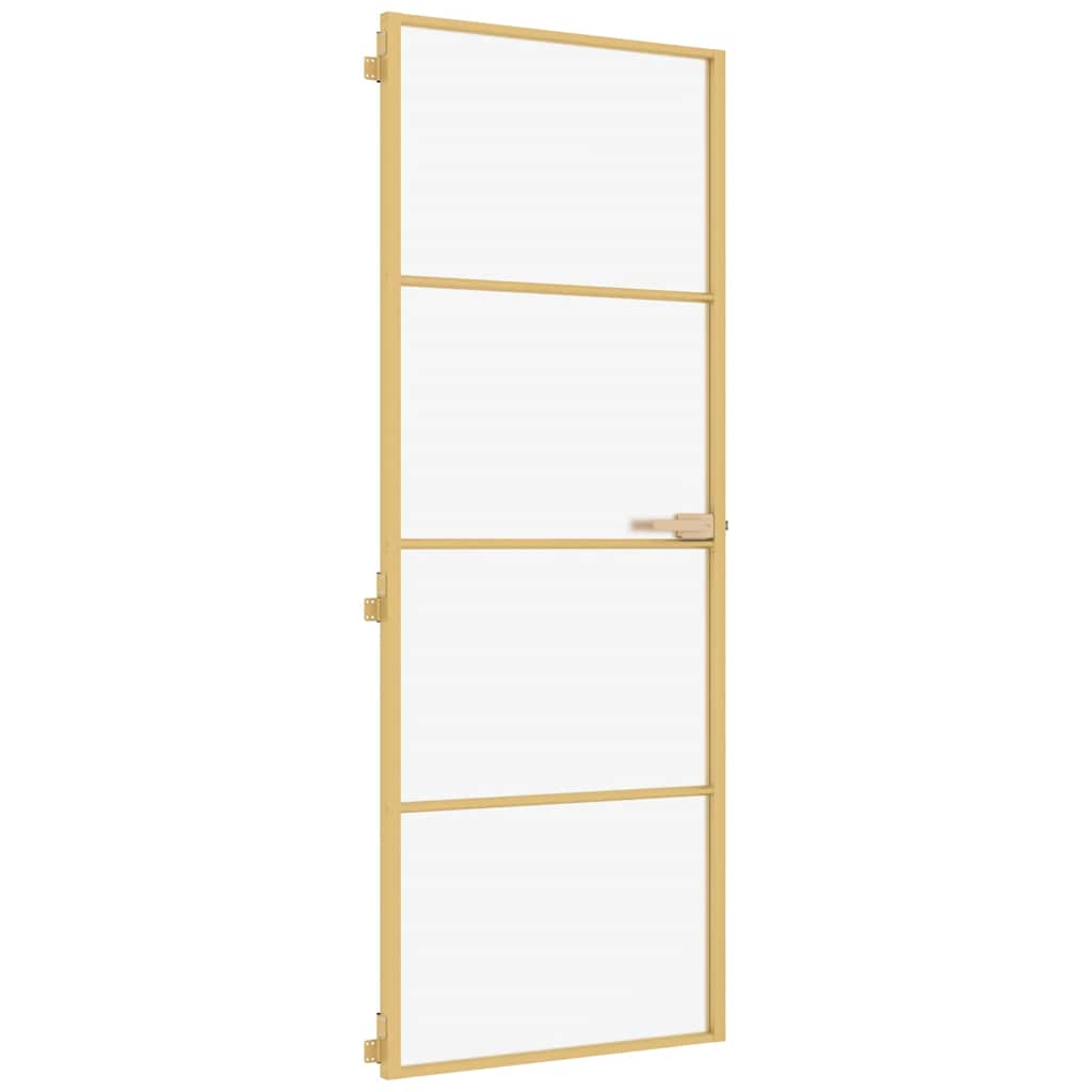 Puerta Interior Dorada Vidrio Templado y Aluminio 76x201,5cm