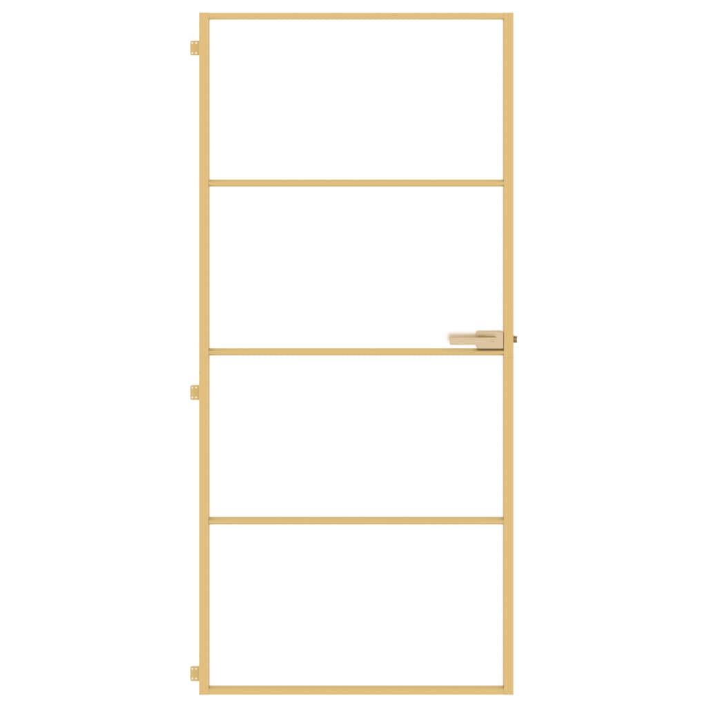 Puerta de interior dorada vidrio templado y aluminio 93x201,5cm