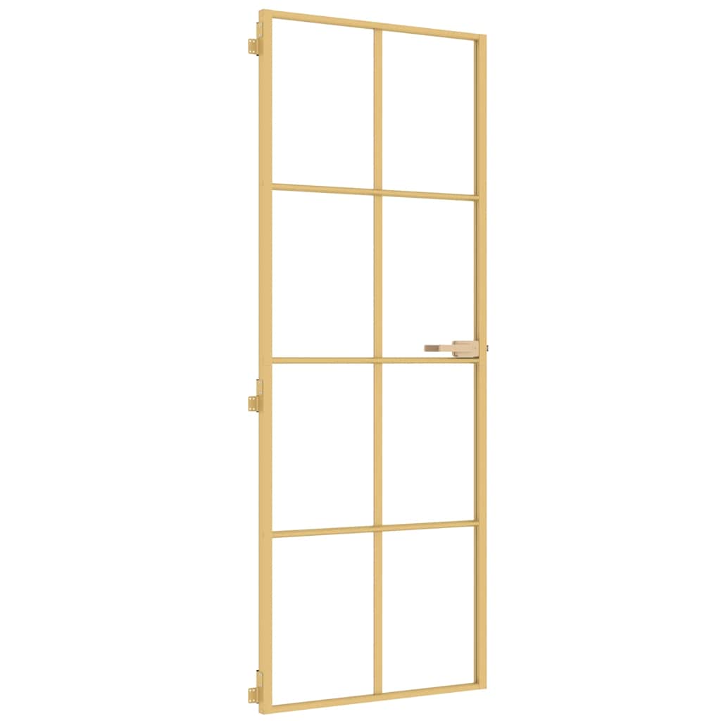 Puerta Interior Dorada Vidrio Templado y Aluminio 76x201,5cm
