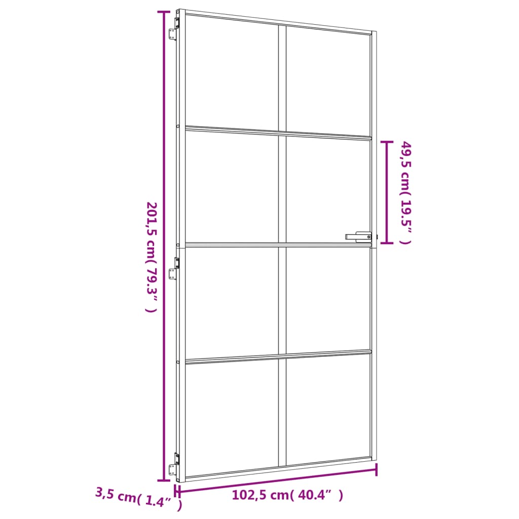 Puerta interior dorada vidrio templado aluminio 102,5x201,5 cm - Vetonek