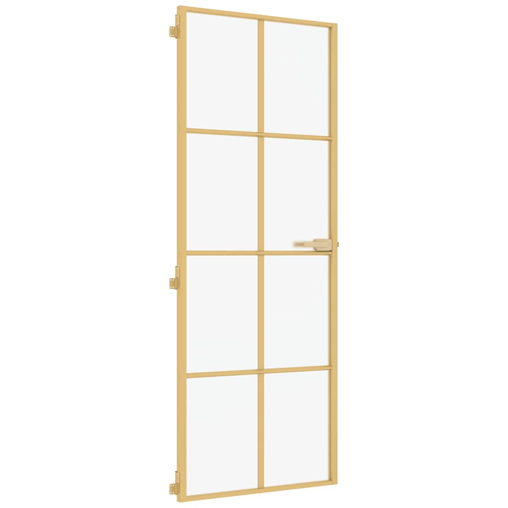 Puerta Interior Dorada Vidrio Templado y Aluminio 76x201,5cm