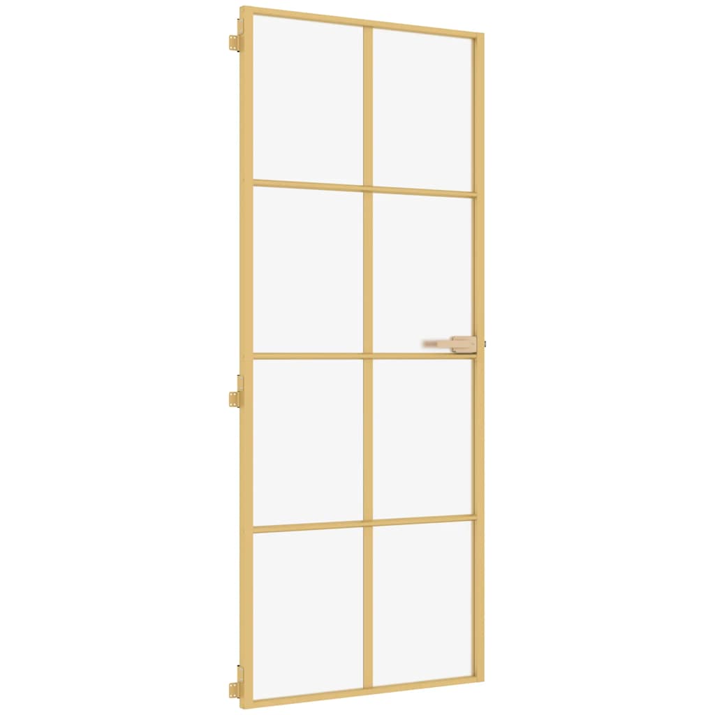 Puerta Interior Dorada Vidrio Templado y Aluminio 93x201,5cm