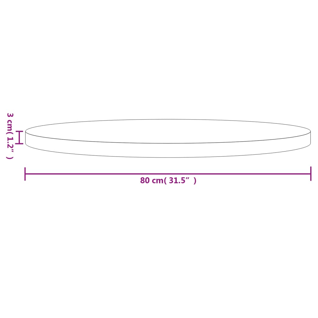 Tablero de mesa redondo madera maciza de pino Ø80x3 cm