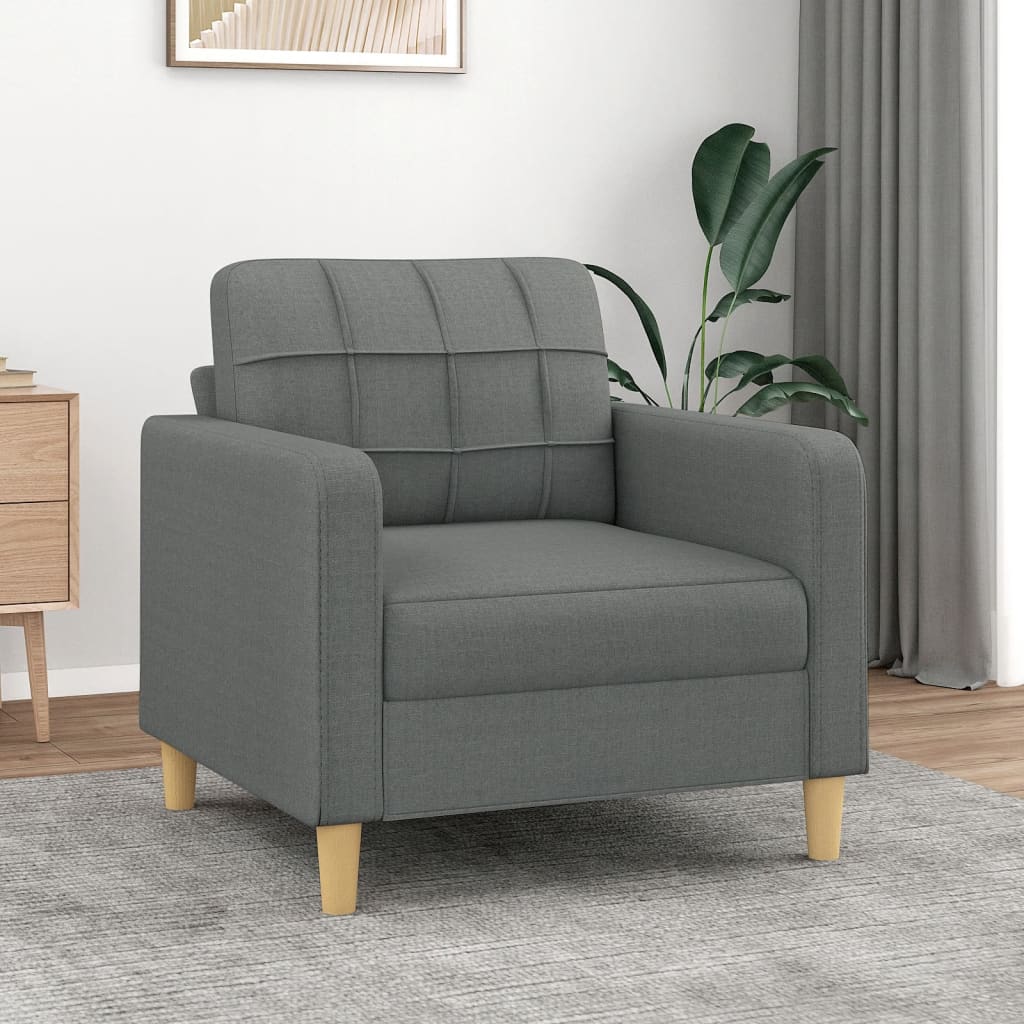 Vetonek Sillón de tela gris oscuro 60 cm