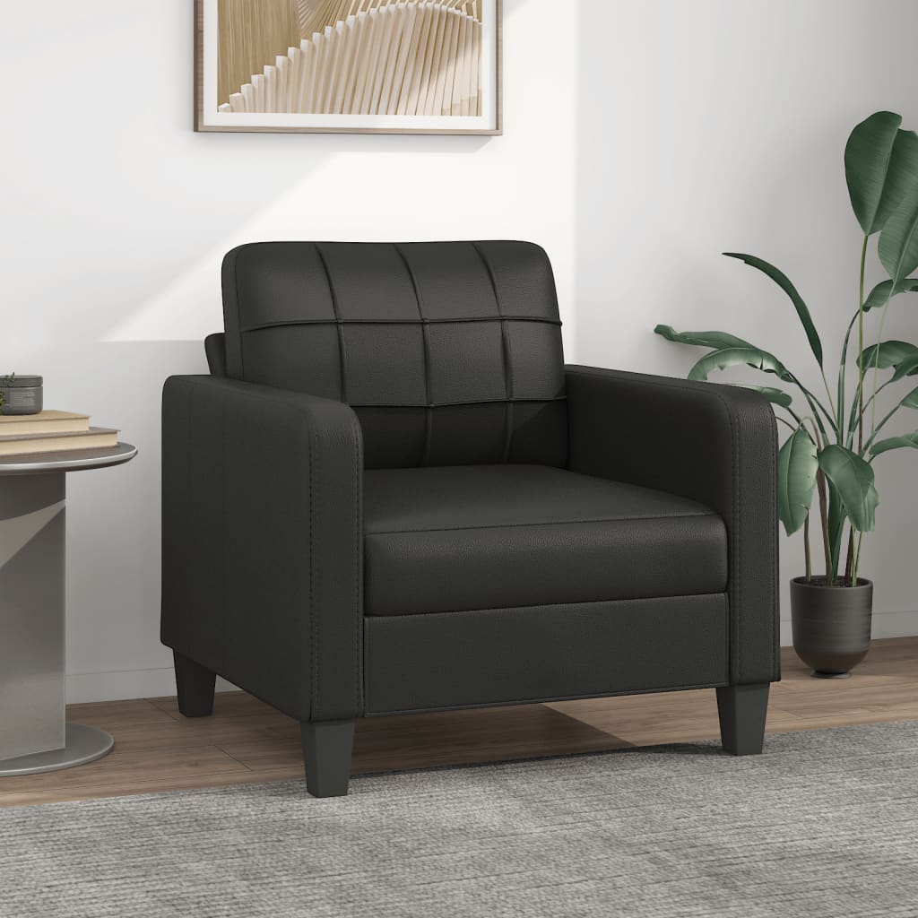 Vetonek Sillón cuero sintético negro 60 cm