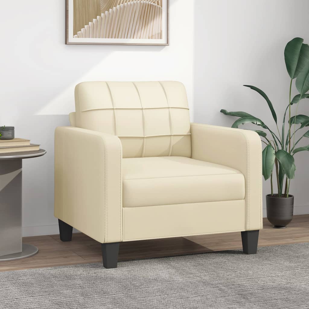 Vetonek Sillón cuero sintético crema 60 cm